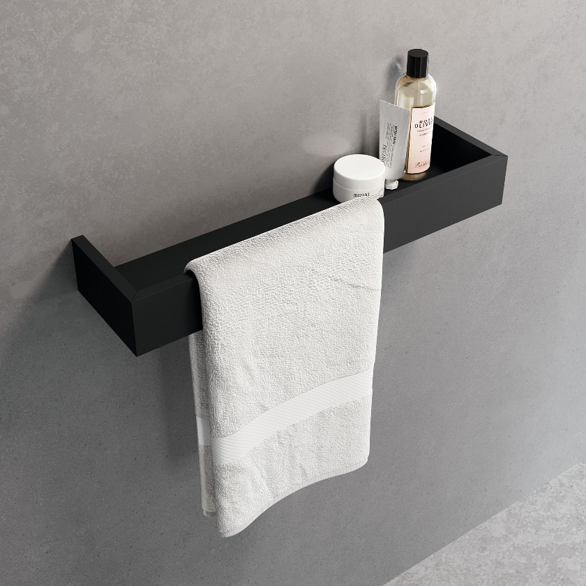 Πετσετοθήκη με ράφι Frame black matt R90AKFMPS45-H